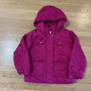 Toddler Girls Light Coat Jacket, Size 3t, Magenta, Fuschia, Quilted